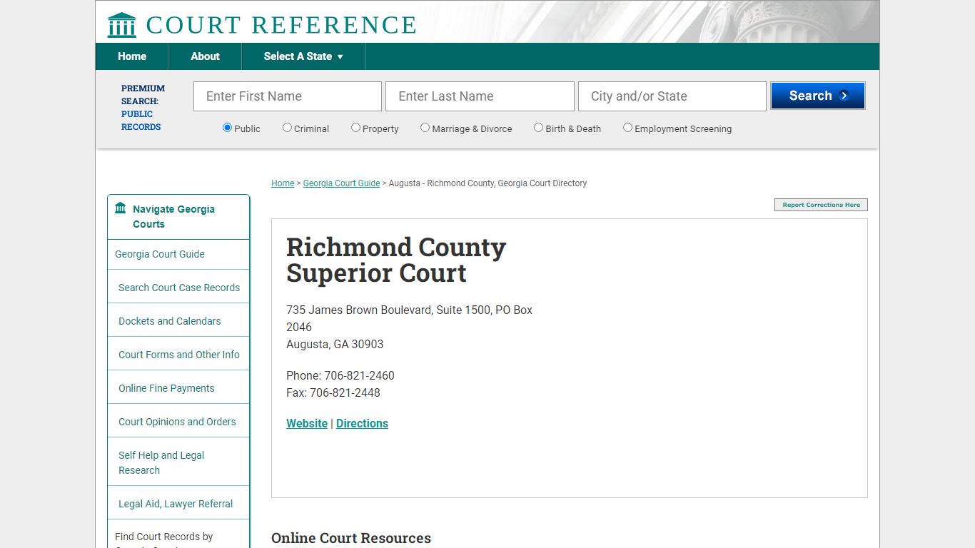 Richmond County Superior Court - Court Records Directory